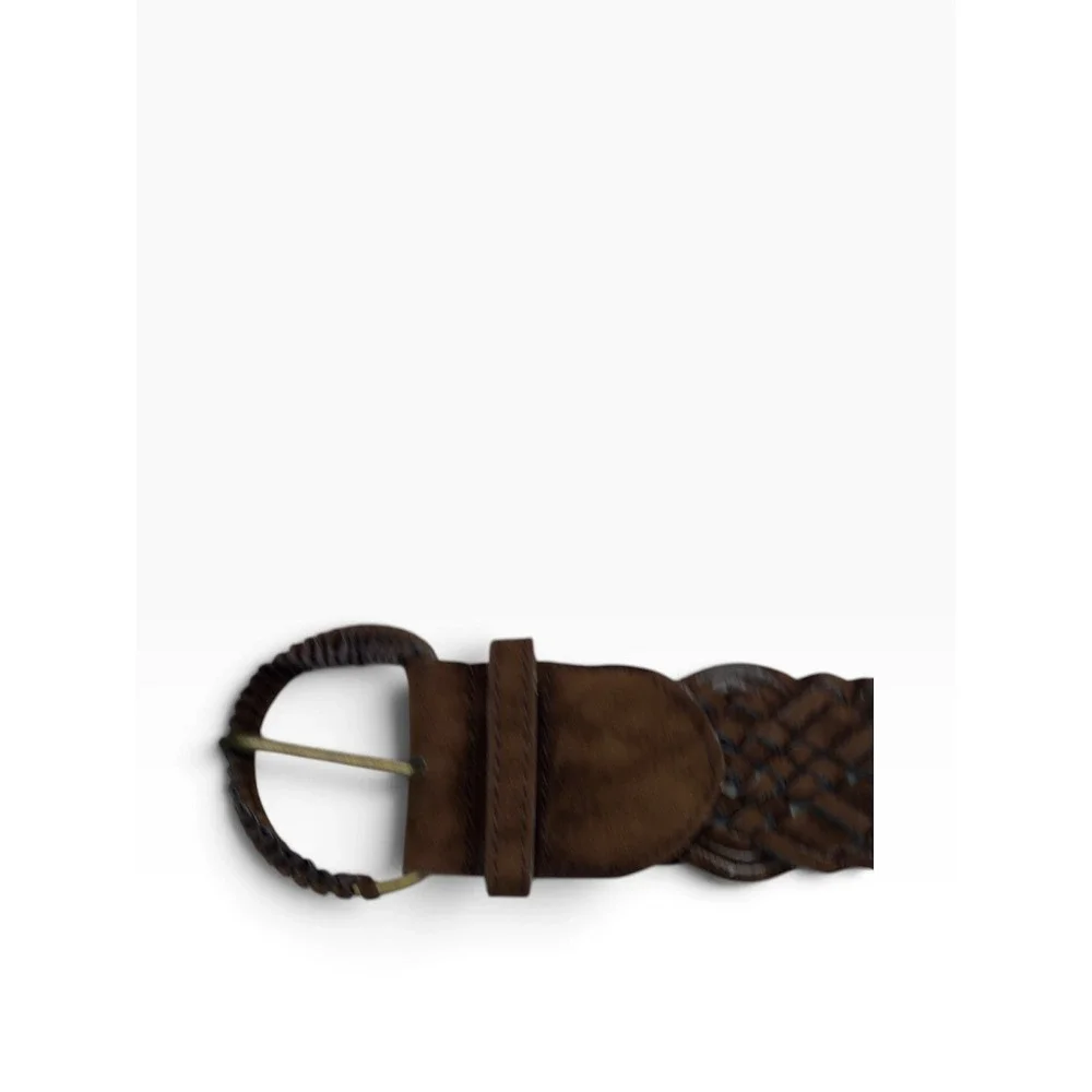 Brown Braided Belt Womens Size 3 Wide Woven Boho Hippie 70s Style Suede Look 39